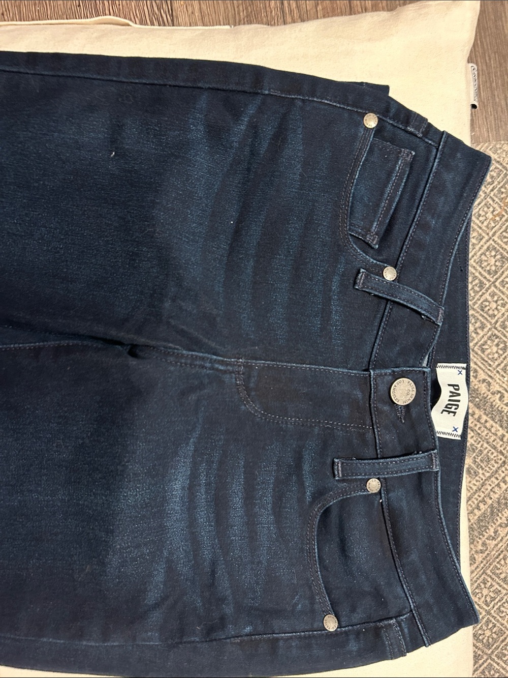 PAIGE Women's Dark Blue Manhattan Slim/Bootcut Denim Jeans - Picture 5 of 7